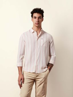 The Bear House - Men Striped Casual Full-Sleeve Shirt