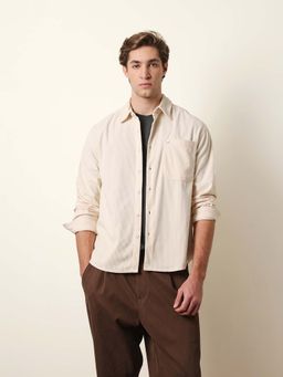 The Bear House - Men Solid Casual Full-Sleeve Shirt