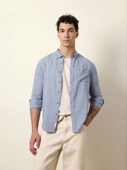 The Bear House - Men Solid Casual Full-Sleeve Shirt