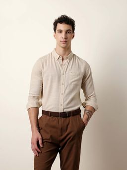 The Bear House - Men Solid Casual Full-Sleeve Shirt