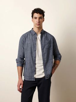 The Bear House - Men Solid Casual Full-Sleeve Shirt