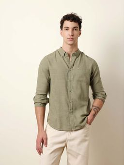 The Bear House - Men Solid Casual Full-Sleeve Shirt