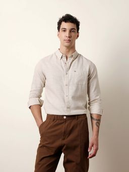 The Bear House - Men Solid Casual Full-Sleeve Shirt