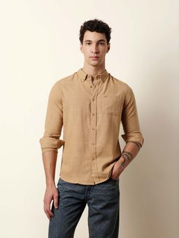 The Bear House - Men Solid Casual Full-Sleeve Shirt