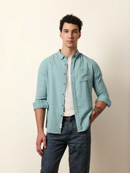 The Bear House - Men Solid Casual Full-Sleeve Shirt