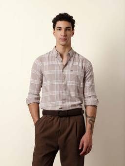 The Bear House - Men Checked Casual Full-Sleeve Shirt