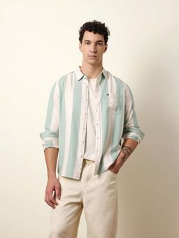 The Bear House - Men Striped Casual Full-Sleeve Shirt