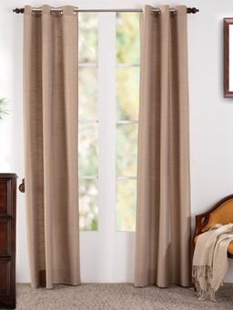 Maspar - Silky Sillion Viscose Solid Sand Dune Door Curtain Set of 2