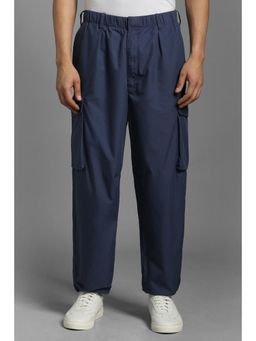 Louis Philippe - Men Navy Blue Solid Casual Joggers