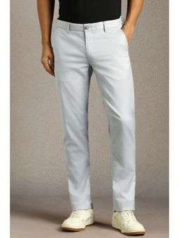 Louis Philippe - Men Blue Flat Front Casual Trousers