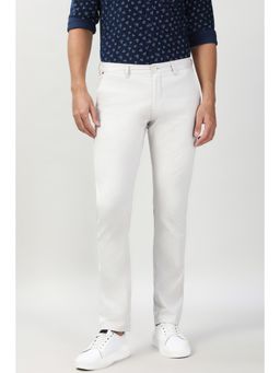 Peter England - Men White Slim Fit Casual Trousers