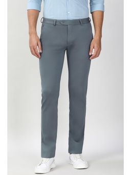 Peter England - Men Grey Solid Formal Trousers
