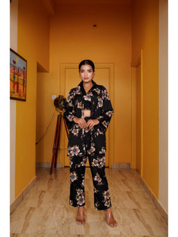 SUTRA CLOTHING - Krystle Black Floral Co-Ord (Set of 3)
