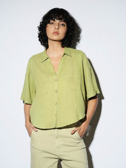 ONLY - Green Solid Shirt
