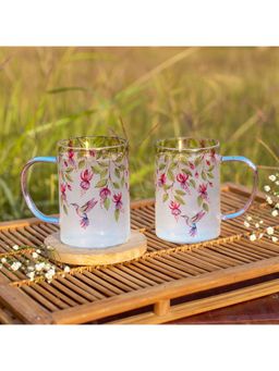 Strokes by Namrata Mehta - Pink Fuschia Bell Clear Mugs (Set of 2)