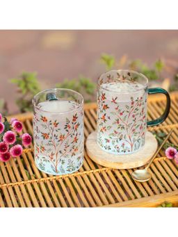 Strokes by Namrata Mehta - Forest of Greens Clear Mugs (Set of 2)