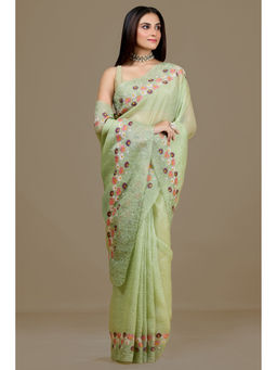 Aparnaa - Pista Green Crush Floral Embroidered and Unstitched Blouse