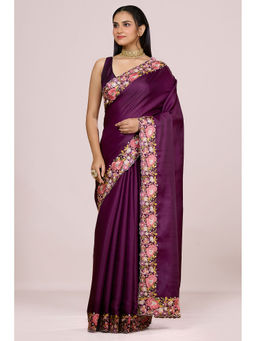 Aparnaa - Tussar Silk Vibrant Embroidered Saree and Unstitched Blouse