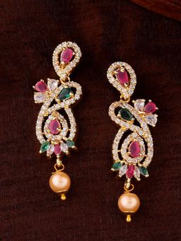 Estele - Gold Plated CZ Beautiful Designer Earrings with Pearls for Women