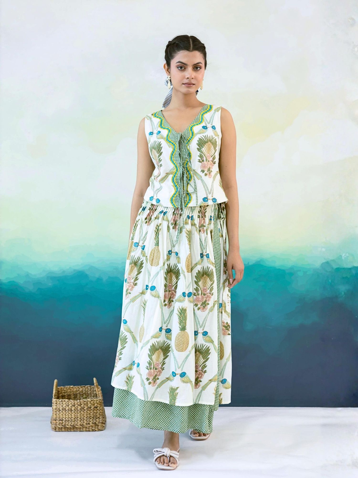Pineapple Green Top with Skirt-image-9