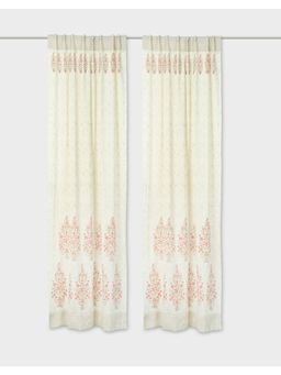 Fabindia - Pink Kathit Cotton Blend Semi Sheer Printed Curtain-Window