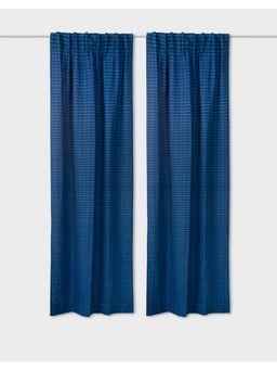Fabindia - Blue Deepali Cotton Semi Sheer Woven Curtain-Door