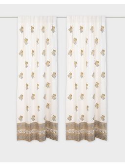 Fabindia - Mustard Sahaj Cotton Semi Sheer Printed Curtain-Long Door