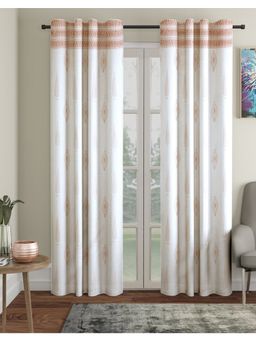 Fabindia - Coral Aavi Cotton Semi Sheer Hand Block Printed Curtain-Door