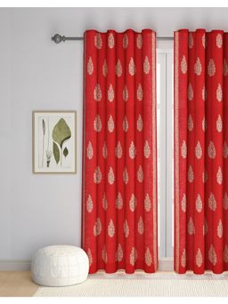 Fabindia - Red Varan Cotton Semi Sheer Printed Curtain-Window