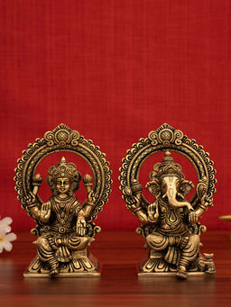 DecorTwist - Brass Superfine Ganesh And Lakshmi Idol Set