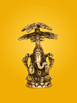 DecorTwist - Brass Handcrafted Ganesh Ji on Tree Idol-Statue