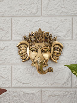 DecorTwist - Vinayak - Brass Ganesh Face Wall Hanging