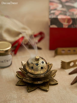 DecorTwist - Brass Dhoop Dani & Agarbatti Stand With Gift Box