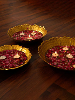 DecorTwist - Handcrafted Hammered Golden Finish Urli Set of 3