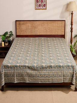 Fabindia - Blue Zaira Hand Block Cotton Printed Bed Cover