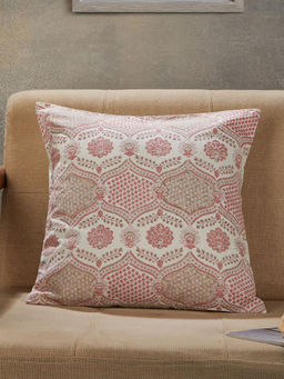 Fabindia - Pink Gulab Hand Block Cotton Printed Cushion Cover