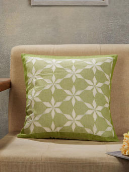 Fabindia - Green Jarul Cotton Cutwork Cushion Cover