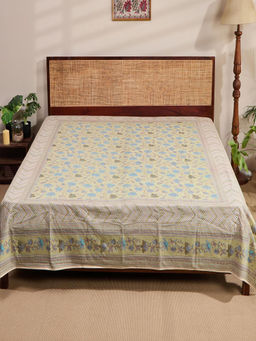 Fabindia - Green Tarinika Cotton Printed Bed Cover