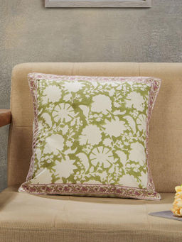 Fabindia - Green Jarul Hand Block Cotton Printed Cushion Cover