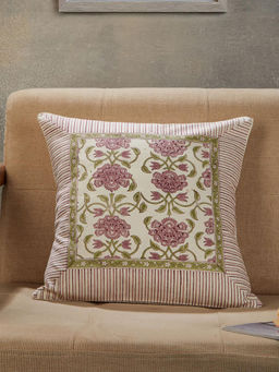 Fabindia - Purple Jarul Handblock Cotton Printed Cushion Cover