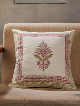 Fabindia - Purple Jarul Hand Block Cotton Printed Cushion Cover