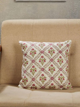 Fabindia - Pink Jarul Hand Block Cotton Printed Cushion Cover