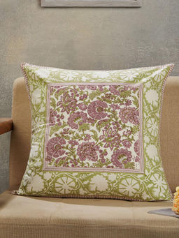 Fabindia - Purple Jarul Hand Block Cotton Printed Cushion Cover