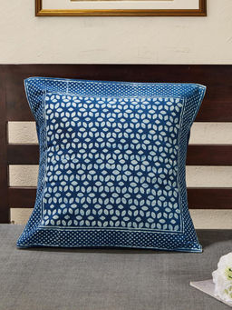 Fabindia - Indigo Roshan Dabu Cotton Printed Cushion Cover