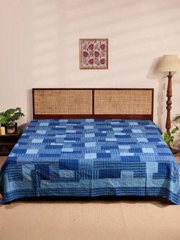 Fabindia - Indigo Roshan Gudri Embroidered Cotton Bed Cover