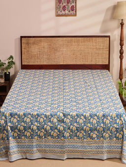 Fabindia - Blue Cabana Cotton Printed Bed Cover