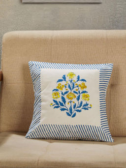 Fabindia - Blue Cabana Cotton Printed Cushion Cover