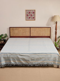 Fabindia - Blue Nisha Woven Cotton Bed Cover (Double)
