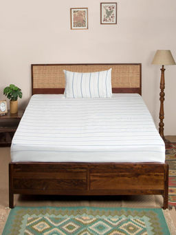 Fabindia - White Woven Cotton Bedsheet with 1 Pillow Cover (Single)