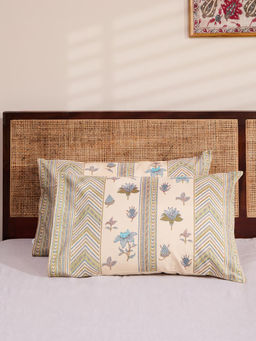 Fabindia - Green Tarinika Hand Block Cotton Printed Pillow Covers (Pack Of 2)